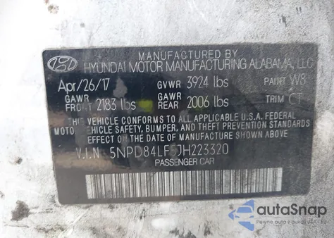 2018 Hyundai Elantra Sel из США, поврежденный, VIN 5NPD84LF5JH223320